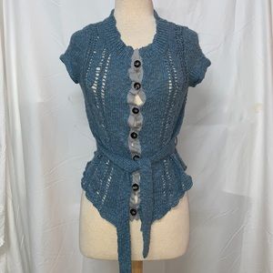 Free People shirt sleeve knitted button down cotton sweater size M